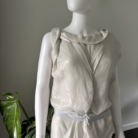 Sharon Wauchob Silk - Lurex Dress Belted NEW Sz 34 Women's Made in France❤️ - Picture 6 of 12
